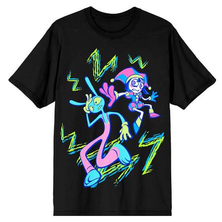 The Amazing Digital Circus Pomni and Jax Neon Puff Print Unisex Graphic T-Shirt Exclusivité Games Zone